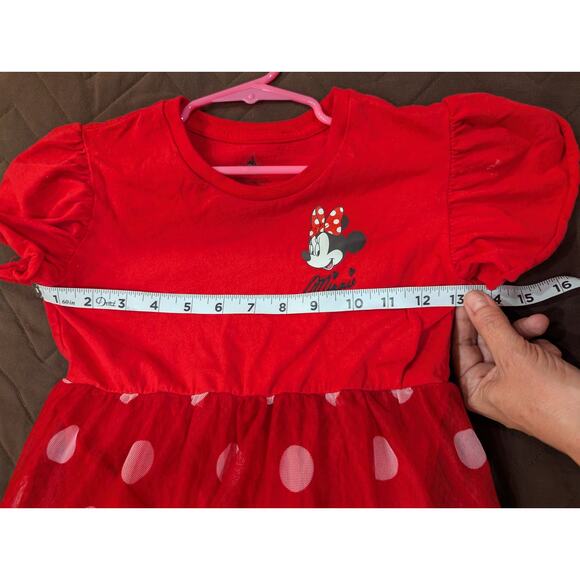 Disney Parks Official Minnie Mouse tiered midi red & white dot girls dress S/5 - Picture 6 of 8